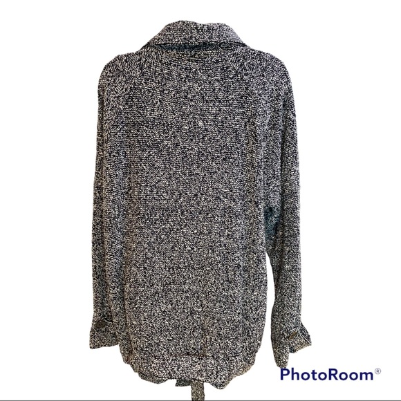 Free People Tweed Jacket Size M Oversized Cotton Wool Blend Black White NWT - Picture 4 of 13